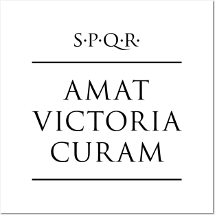 Latin quote Amat victoria curam Posters and Art
